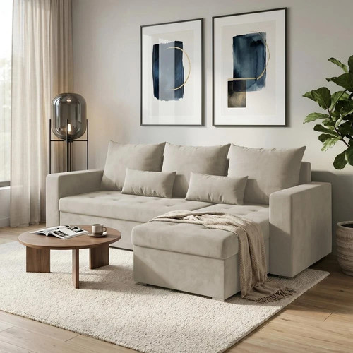 Beige ecksofa form mit - beige, l-form
